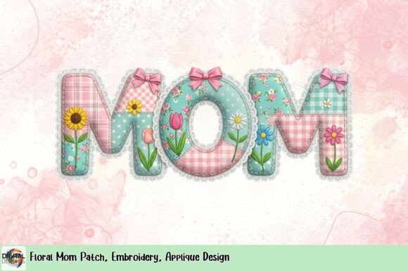 Download Floral Mom Patch, Embroidery, Applique Design - Mom Collection