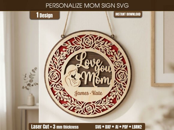 Download Personalized 3D Mom Sign SVG - Mom Collection