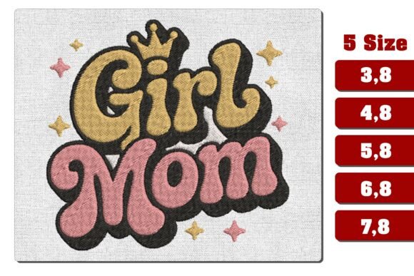 Download Retro Girl Mom Crown Machine Embroidery - Mom Collection