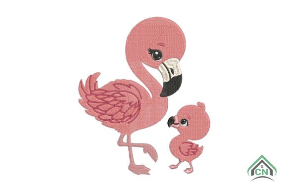 Download Flamingo Mom and Baby Embroidery - Mom Collection