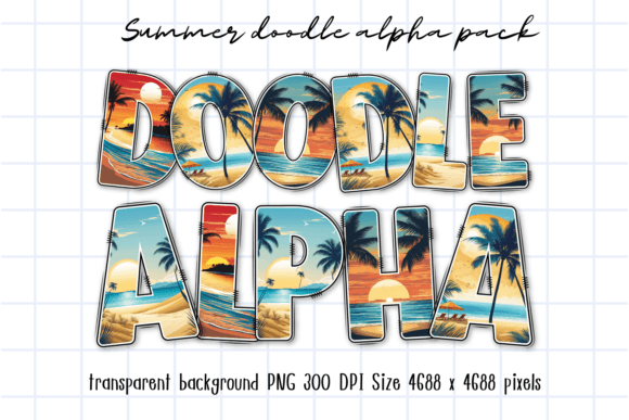 Download Summer Vacation Sea Beach Doodle Letters - Letters Collection