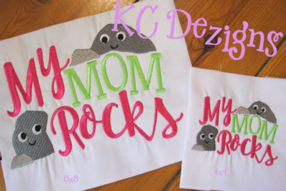 Download My Mom Rocks Applique Design - Mom Collection